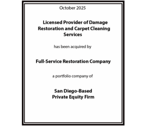 Licensed Provider of Damage Restoration and Carpet Cleaning Services