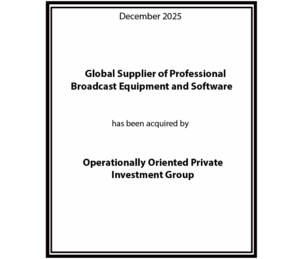 Global Supplier of Professional Broadcast Equipment and Software